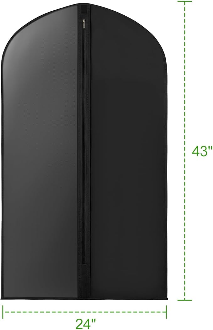 KEEGH 43" Garment Bags for Hanging Clothes, Suit Cover Bags for Men, Suit Bags for Closet Storage or Travel, Suit Protector Bag Clothes Cover for Suits Shirts Coat with Big Clear Window, 6 Pack, Black