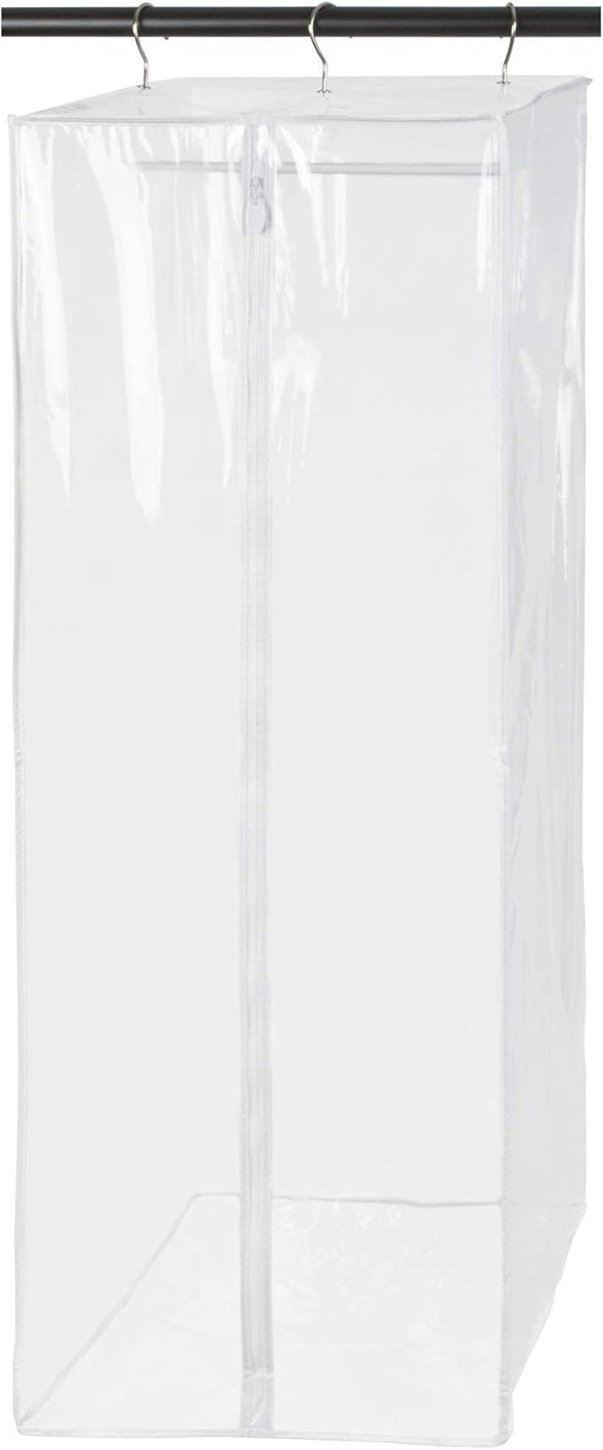 Garment Bag - Clear Hanging Closet Organizer - Durable Zippered Cover with Rod Protects Dresses, Suits, and Jackets from Dust and Moist- Top Metal Frame to Keep All Your Stuff in Shape- 42" x 20" x 15