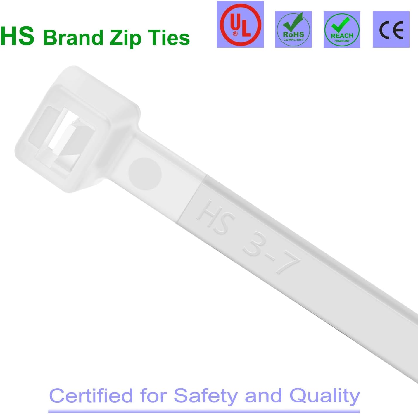 HS Extra Long Heavy Duty Zip Tie Straps (50 Pack) Thick 0.35 Inch Plastic Duct Zip Ties Heavy Duty 200 Pounds Clear,White Large Zip Ties 36 Inch for HVAC,Travel,Packaging,Vessel