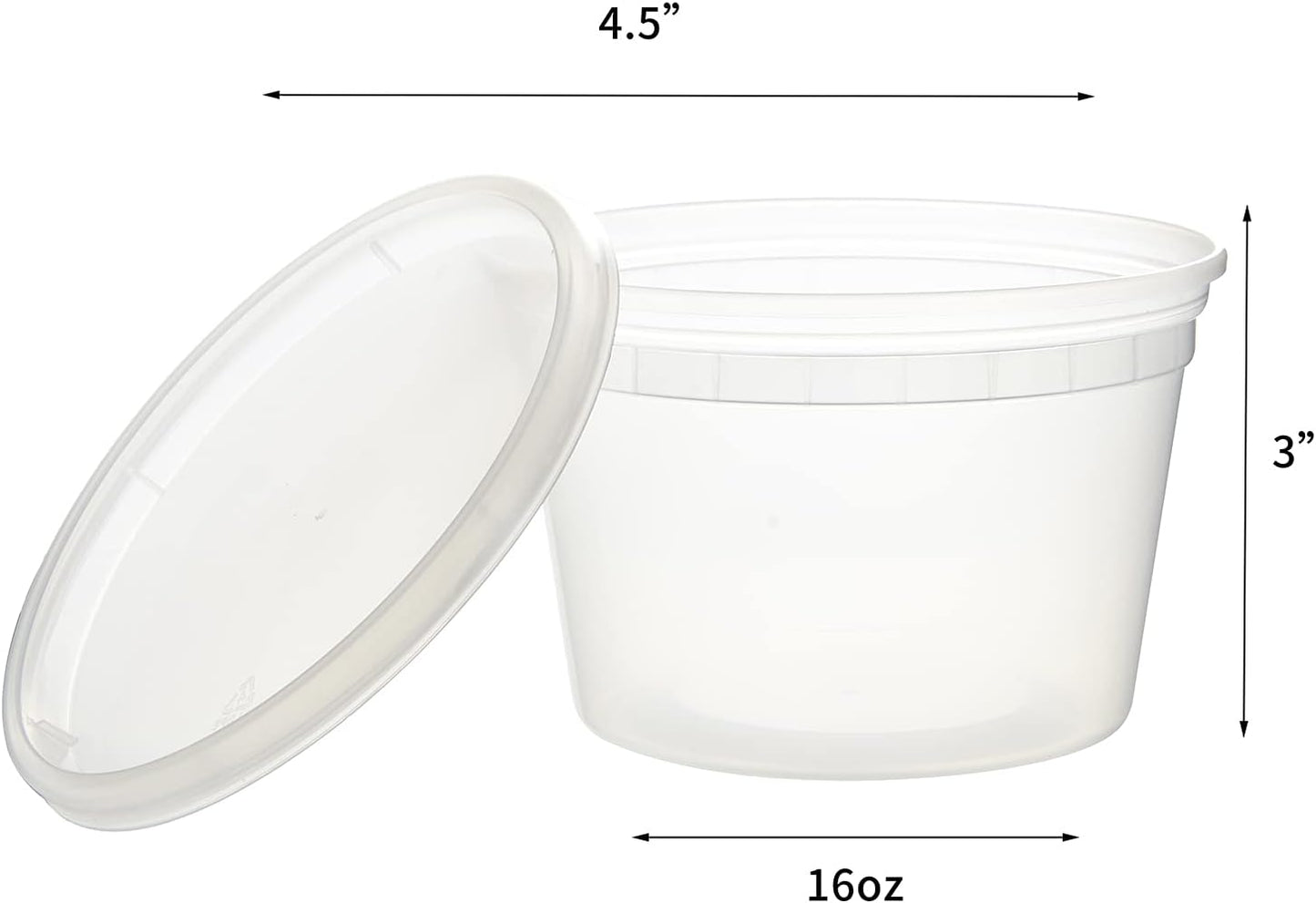 FULING [48pack 16oz Plastic Containers With Lids Deli Disposable Food Storage Takeout Containers Airtight BPA-Free Leakproof Round Bowls for Soup Salad Restaurant Supplies With Clear Lids