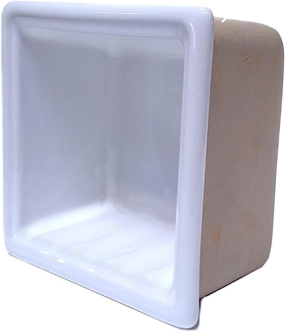 SereneDrains Recessed Ceramic Soap Dish Bar Holder Shower Wall Mount Tray Bathroom Accessories Niche Decorative (White Glossy, 6.5" x 6.5")