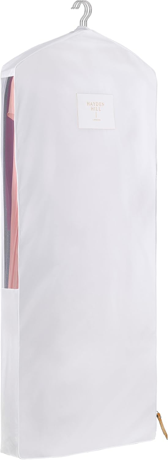 Hayden Hill Luxury Organic Cotton Garment Storage Bag - Long 58 Inch Dress Bag - Breathable & Moth-Proof For Full Length Dresses & Coats - Clothes Bags for Hanging Organization - Carbon Neutral