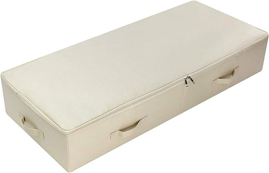 iwill CREATE PRO 39.4" Ultra-Length Foldable & Washable Underbed Storage Organizer Containers for Clothing, Shoes, Bedding - Ideal for Bedroom, College Dorm (Black Gray), Beige