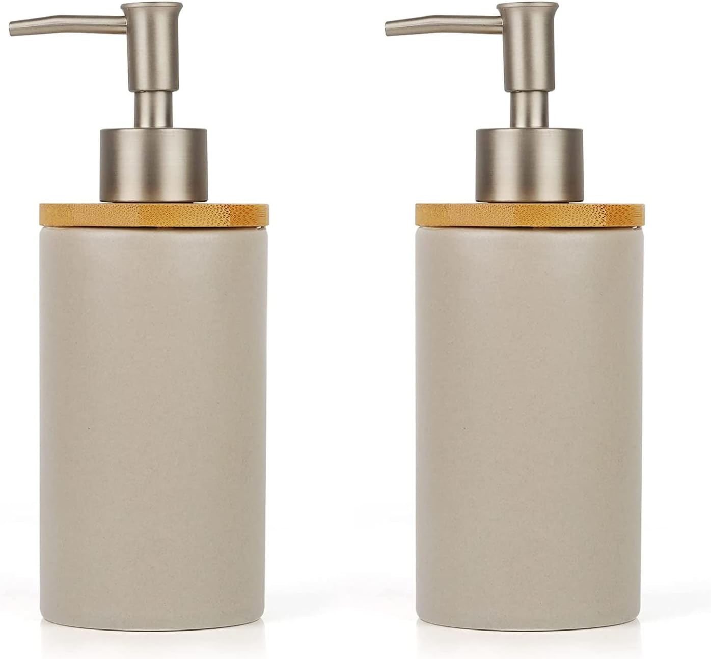 Ceramic Soap Dispenser Hand Soap Dispenser Refillable Liquid Great for Kitchen and Bathroom Decorative 2 Pack (Grey)