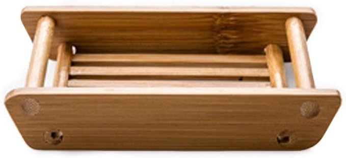 Kaxich 2 Pack Bamboo Wooden Soap Dish Shower Soap Storage Holder Saver Soap Tray Plate for Bathroom Shower Vanities Kitchen Sink