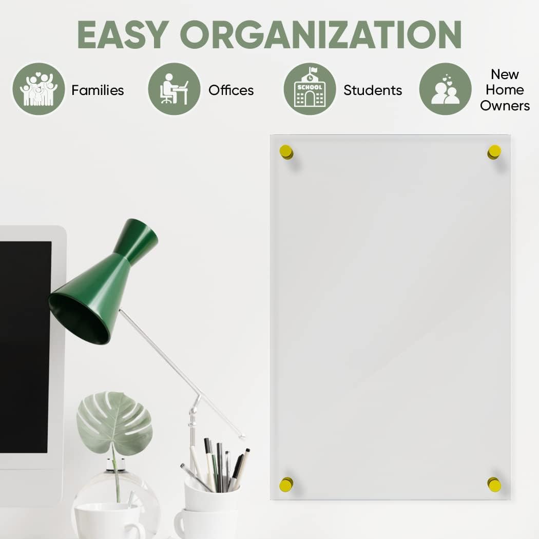 Ships Next Day, Made in USA - Acrylic Dry Erase Board | Non-Magnetic Dry Erase Board | Hanging Frameless White Board | Acrylic for Office and Home Walls | for Adults (Clear - 24x36)