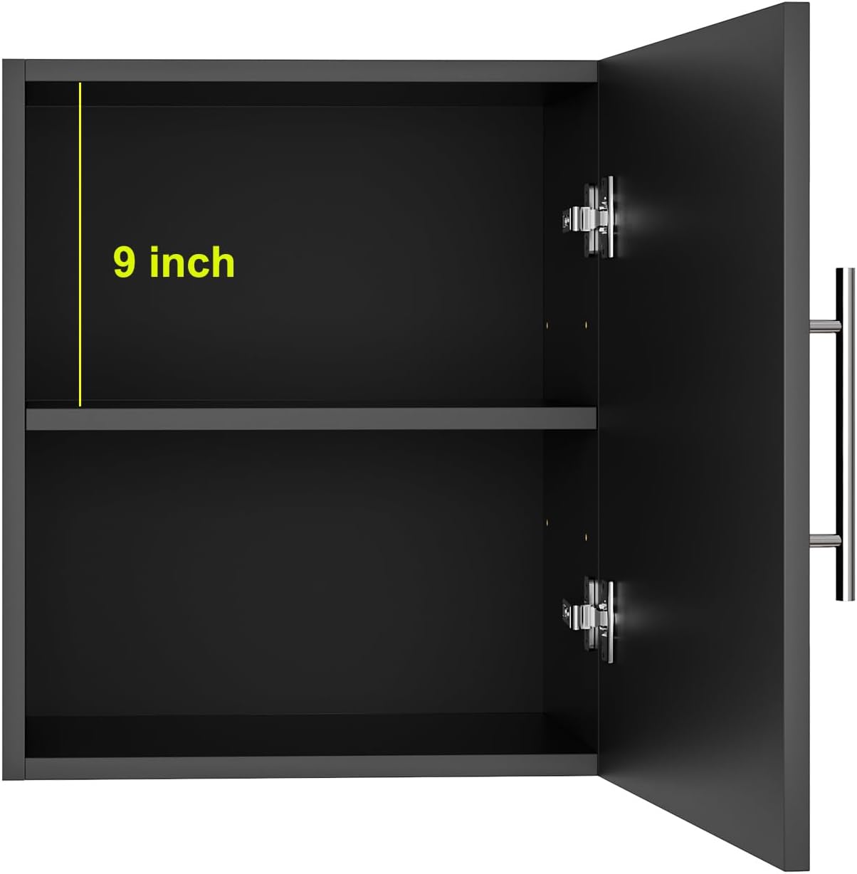 Small Wall Cabinet, 18" W x 12" D x 20" H Wooden Wall Mounted Storage Cabinet, 1 Door Cabinet with Soft Close and Metal Handle and Adjustable Shelf, for Kitchen, Garage, Laundry, Bathroom, Black