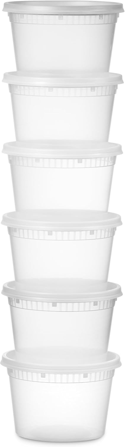 Munfix 48 Pack 16 Oz Plastic Deli Containers with Lids - Food Storage Containers with Lids - Clear Disposable Airtight Meal Prep Containers, BPA Free, Stackable, Leakproof, Microwave and Freezer Safe