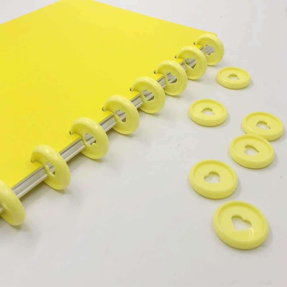 100pcs Planner Expander Discs 1.1Inch Book Binding Disc For Discbound Notebook Accessories Heart Binder Rings(Yellow,1.1 inch/28 mm)