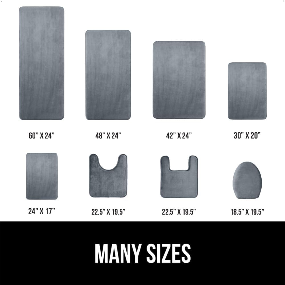 GORILLA GRIP Memory Foam Bath Rugs, Soft Absorbent Velvet Bathroom Mats, Durable Dots on Underside, Machine Washable Bathmat, Carpet Rug Room Decor for Shower Floor, 48x24 Mat, Graphite Gray