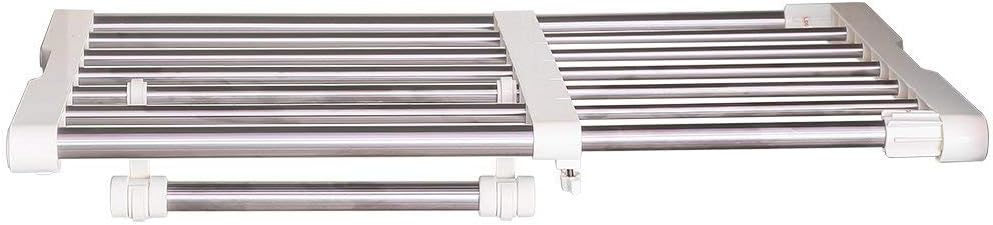 Hershii Closet Tension Shelf Expandable Telescopic Rod Heavy Duty Clothes Hanging Rail Adjustable DIY Storage Organizer Shoe Rack 7-Bar Extention for Garage Bathroom Kitchen Bedroom