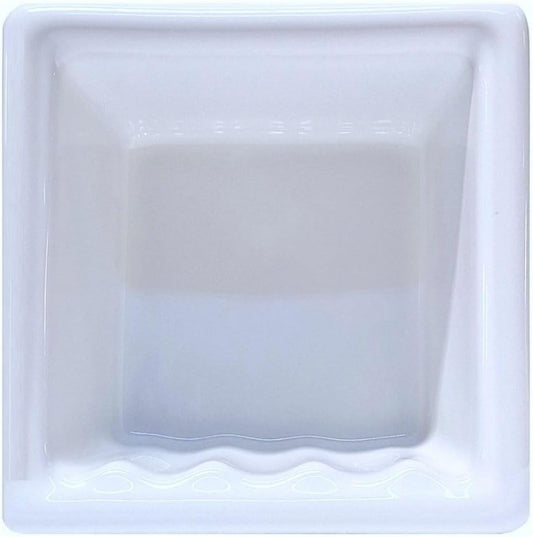 SereneDrains Recessed Ceramic Soap Dish Bar Holder Shower Wall Mount Tray Bathroom Accessories Niche Decorative (White Glossy, 6.5" x 6.5")