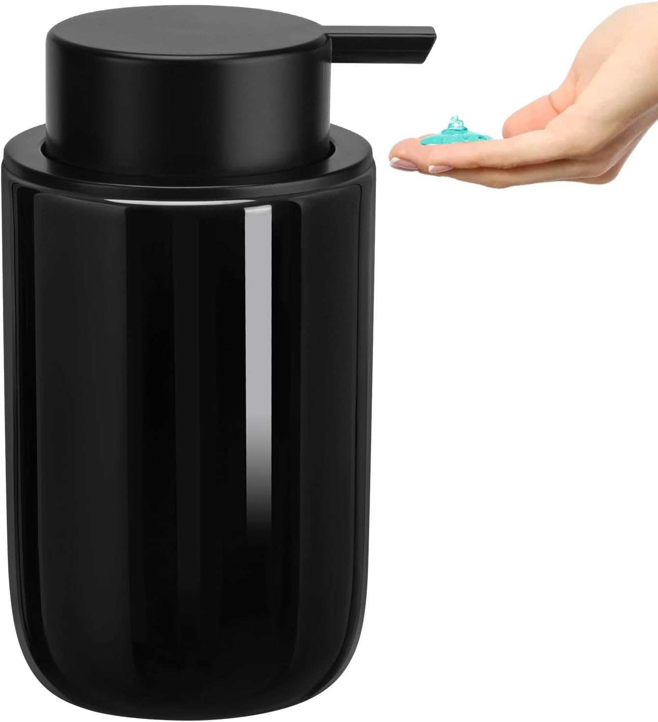 Soap Liquid Dispenser Ceramic with Easy-to-Press Pump Hand Liquid Dispenser (Can't Foam) for Shampoo Bathroom Countertop 13.5 oz