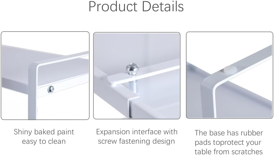 Expandable Cabinet Shelf Organizer Riser for Kitchen Pantry Cupboard Under Sink Countertop (white, 8.2’’D * 12.2-21.6’’W * 10.4’’H)