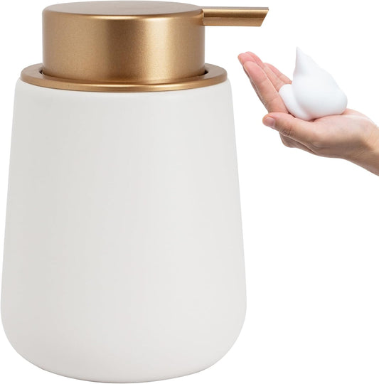 Soap Foaming Dispenser Ceramic with Easy-to-Press Pump Hand Foam Dispenser for Shampoo Bathroom Kitchen Hotel 12 oz