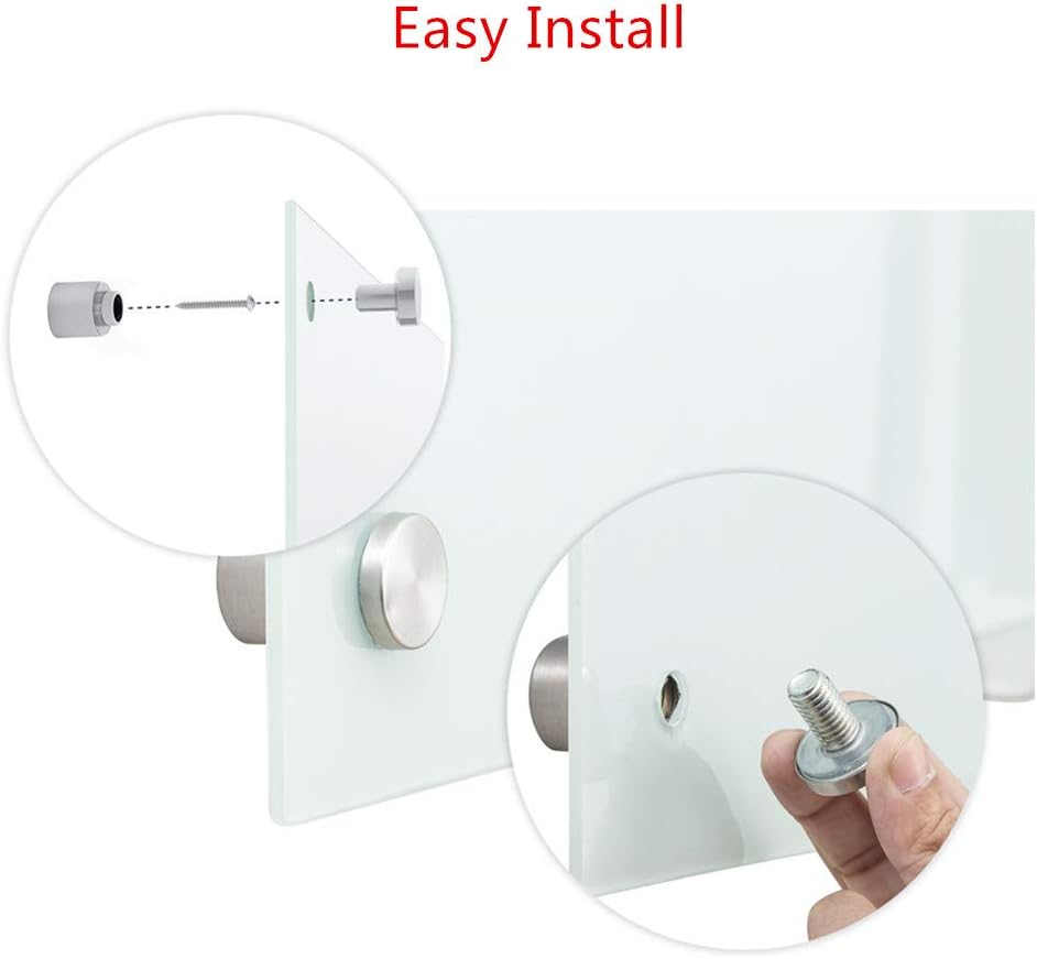 Magnetic Glass Whiteoard with Eraser 48" x 36" Frameless Tempered Glass Dry Erase Whiteboard with Marker Tray for Interactive Office, Wall Mounted Whiteboard (White)