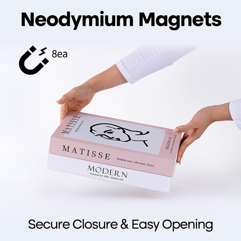 Book Shape Decorative Cable Management Box - Expandable Cable Organizer Box with Magnetic Closure for Home & Office (Modern Matisse, Large)