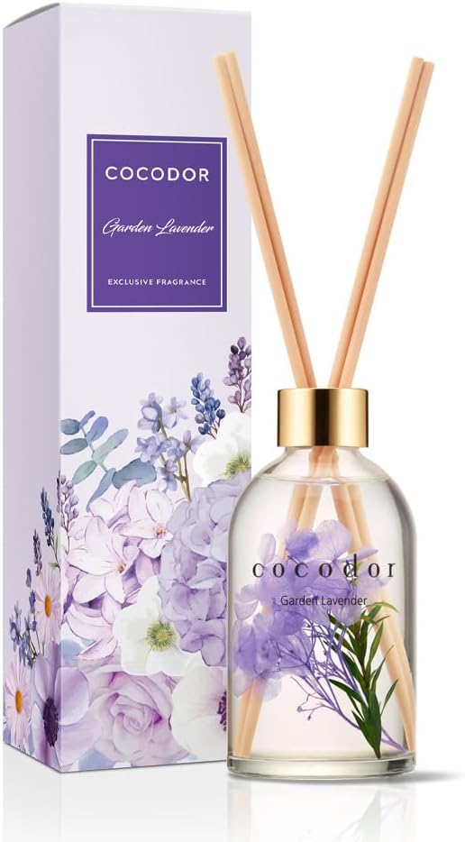 COCODOR Herbarium Reed Diffuser/Garden Lavender/6.7oz(200ml)/ Fragrance Scent Essential Oil Stick Diffuser Set for Bedroom Bathroom Home Décor