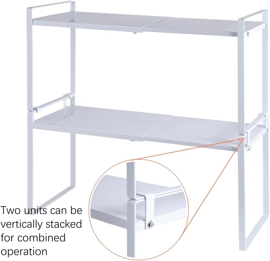 2-Pack Expandable Shelf Organizer for Kitchen Countertop, kitchen organizers and storage，under sink expandable shelf organizer