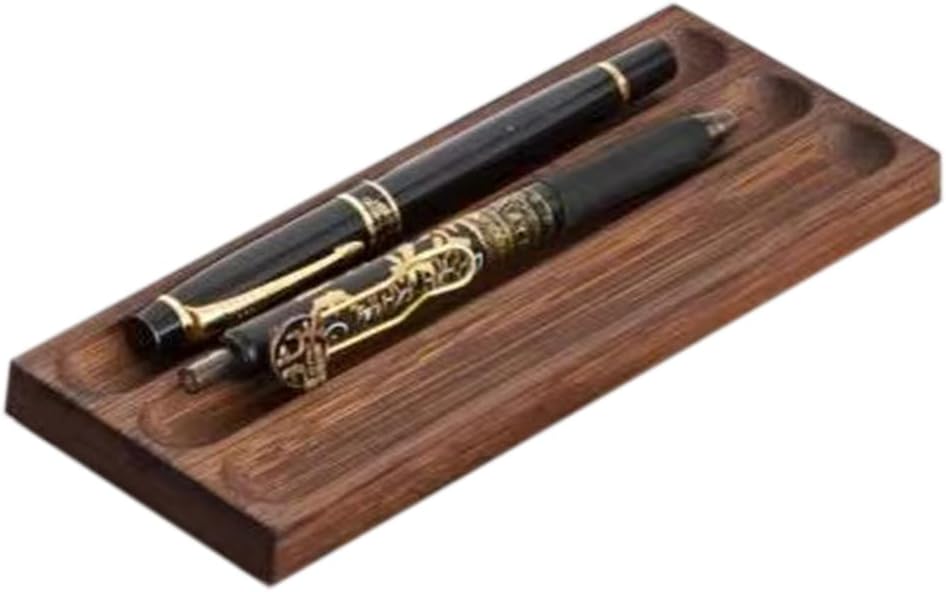 Pen holder Organizer of Office desks,Walnut Desk Pen Stand,Wave Pen Tray Accessory,Teacher Gifts,Suitable for School,Home,Desktop Office Art Accessories (Walnut, 3 Grid)