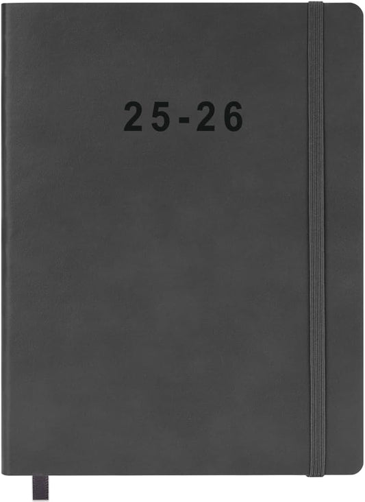 2025-2026 Planner - Weekly and Monthly Planner, Oct 2025 - Dec 2026, Vegan Leather Cover, Elastic Closure, 8.5"x11", Grey