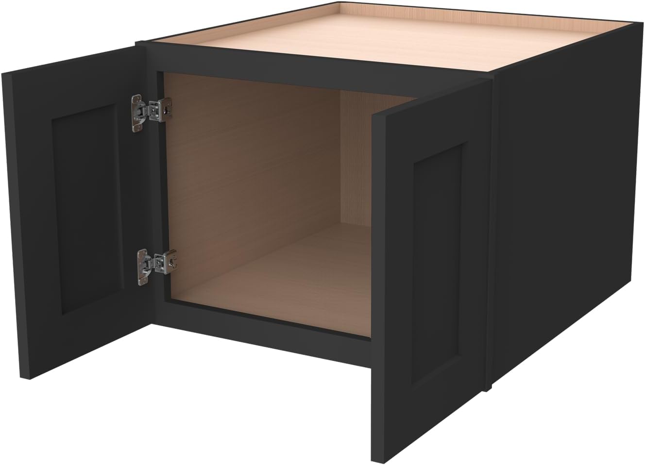 Solid Wood Wall Cabinet,Shaker Style Wall-Mounted Kitchen Storage Cabinet with Soft-Close Doors, RTA Pantry Organizer for Bathroom, Garage, Laundry (Charcoal Black, 33" W x 24" D x 24" H)