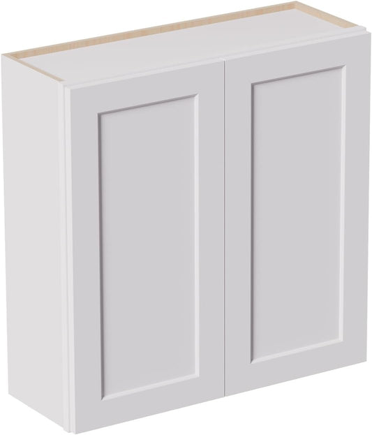 36 Inch Laundry Room Cabinets Wall Mounted, Solid Wood Over The Toilet Storage Cabinet, Bathroom Organizer Cabinets with 2 Shaker Door & Shelves, Easy to Assemble for Kitchen, Garage - White