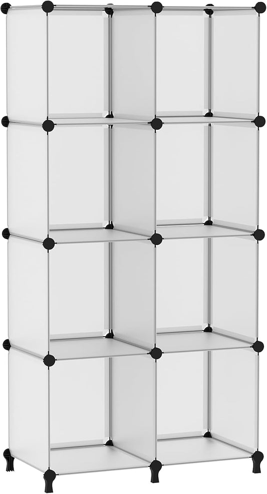 AWTATOS 8 Cube Storage Organizer, Closet Organizer Storage Shelf, Bookcase Bookshelf, DIY Stackable Storage Cubes Shelves for Closet, Bedroom, Home, Office, Translucent