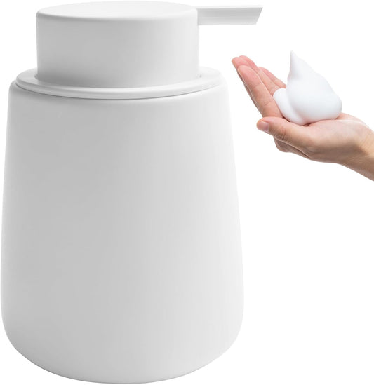 Soap Foaming Dispenser Ceramic with Easy-to-Press Pump Hand Foam Dispenser for Shampoo Bathroom Kitchen 12 oz