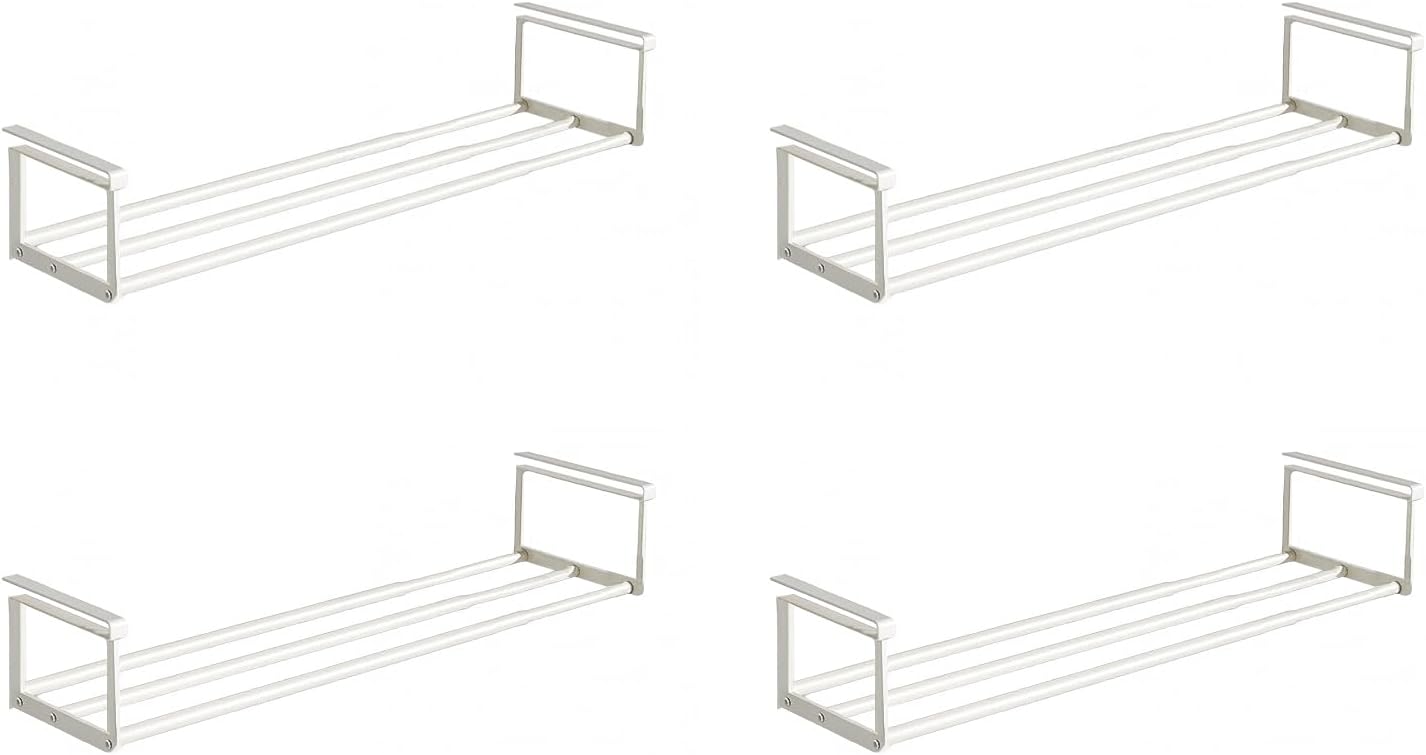 Expandable Shoe Rack Organizer - Adjustable Shoe Rack & Under Cabinet Shelf - for Shoe or Clothing Storage and Organization, Under Shelf Storage (White,4 Pcs)