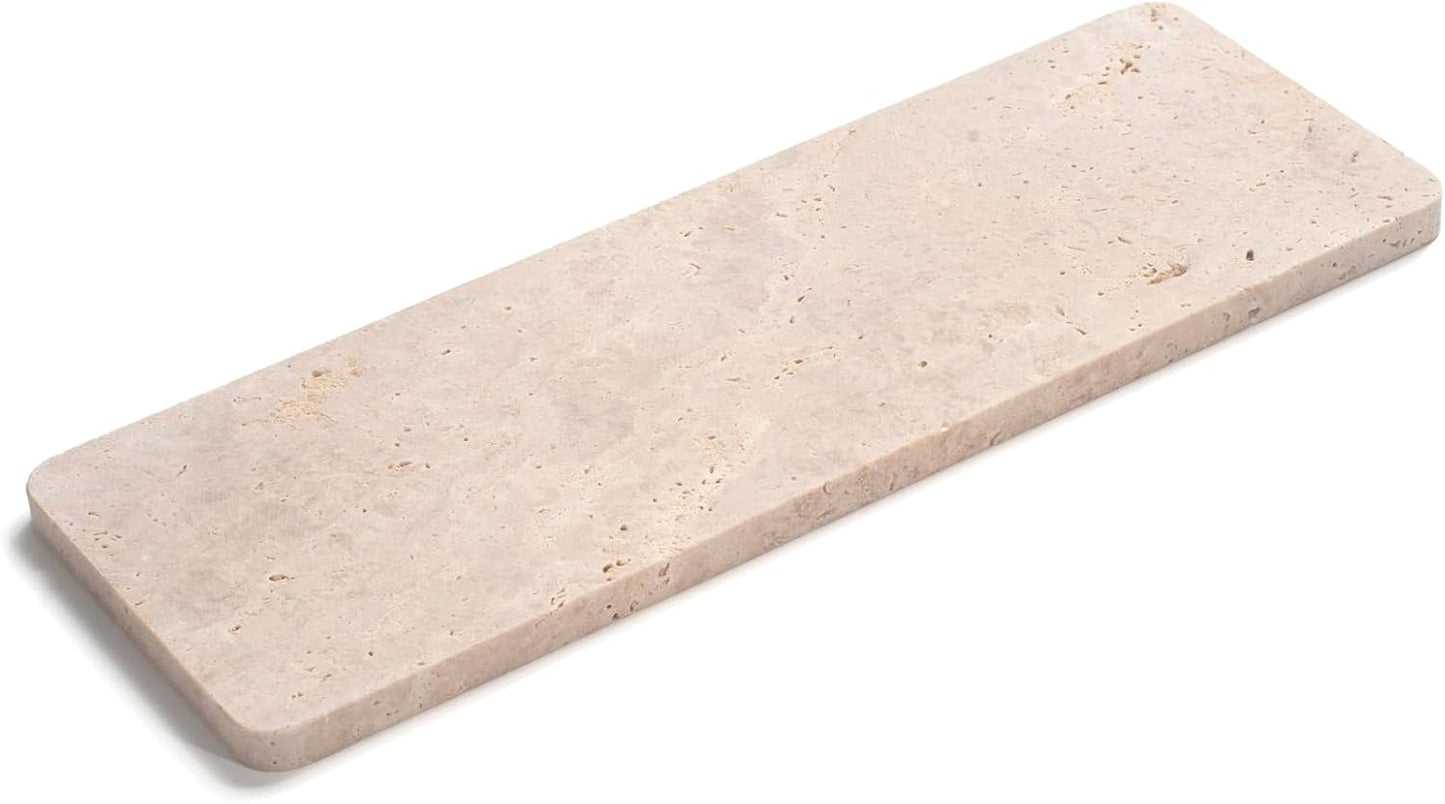 Edgeless Travertine Bathroom Vanity Tray, Decorative Rectangular Marble Tray for Countertop, Dresser, Jewelry, Perfume, Candle, Soap 11inch x 3.9inch x 0.4inch