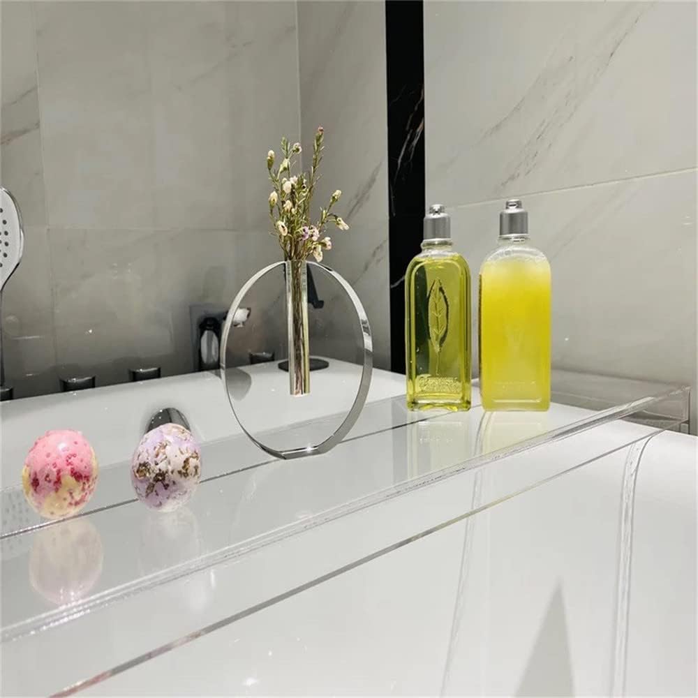 Wangunan 33 inch Luxury Bathtub Table - Shelf Organizer for Bathtub & Shower Storage (Clear)