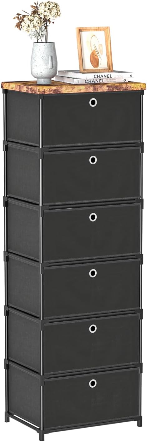 Fabric Storage Drawers and Chest of Drawers, Beautiful Small Dresser with Drawers, Sturdy 6 Drawer Dresser for Closet Dorm,Drawer Unit for Toys,Yarns