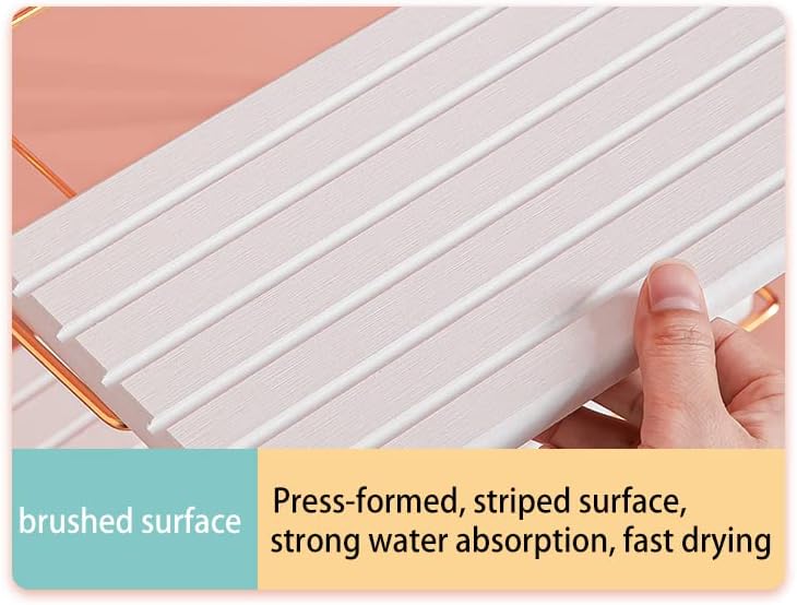 2 PCS Water Absorbent Diatomite Coasters (9.5" x 5.5"), Grooved Design, Water Absorbing Stone Used for Hand Soaps & Plants & toiletries in The Modern Home