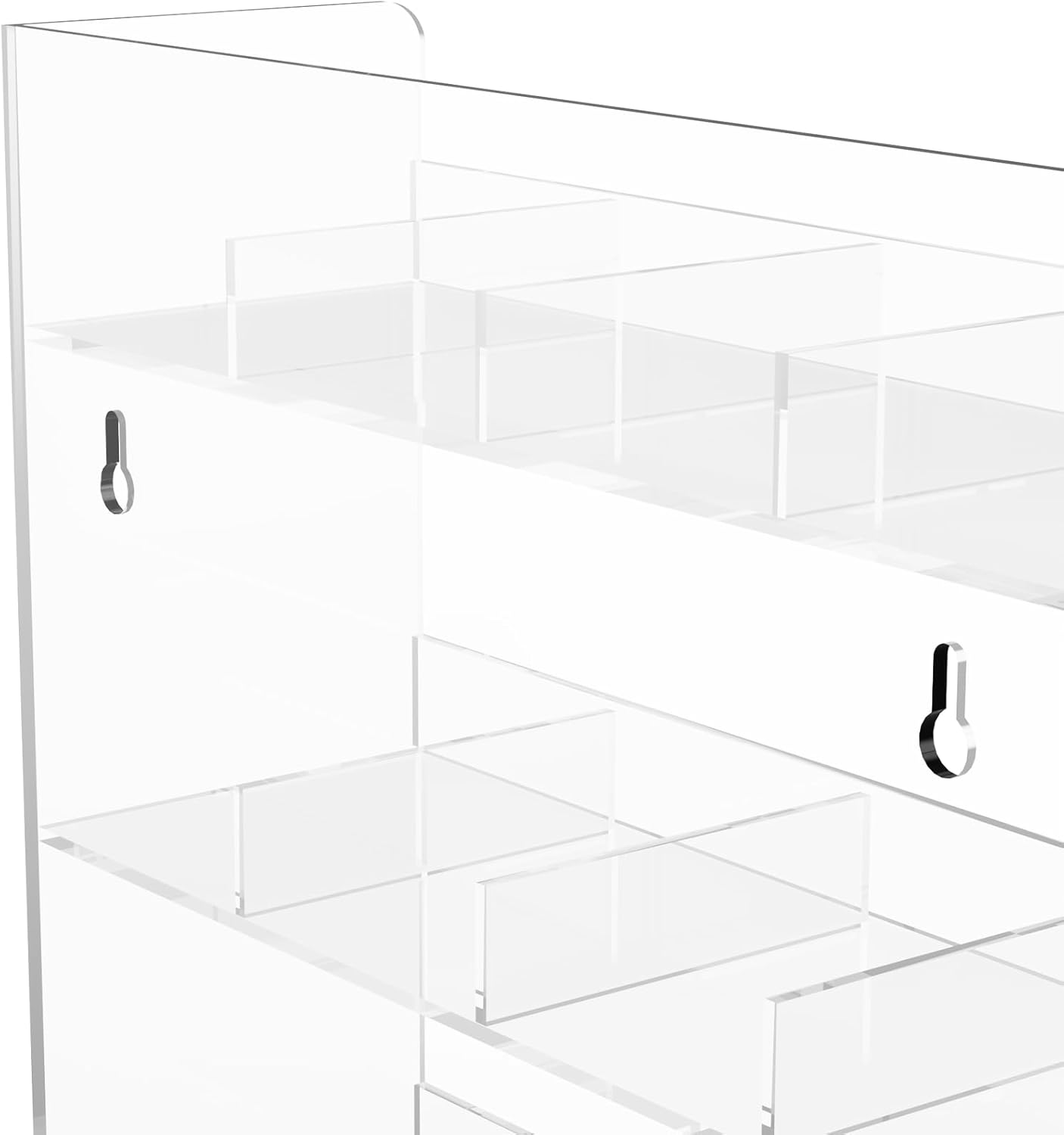 Acrylic Tea Bag Organizer, 3 Layers Tea Bag Holder for Tea Packets, No Assembly Required, Wall Mount Display Tea Caddy for Countertop or Cabinet, 12 Slots