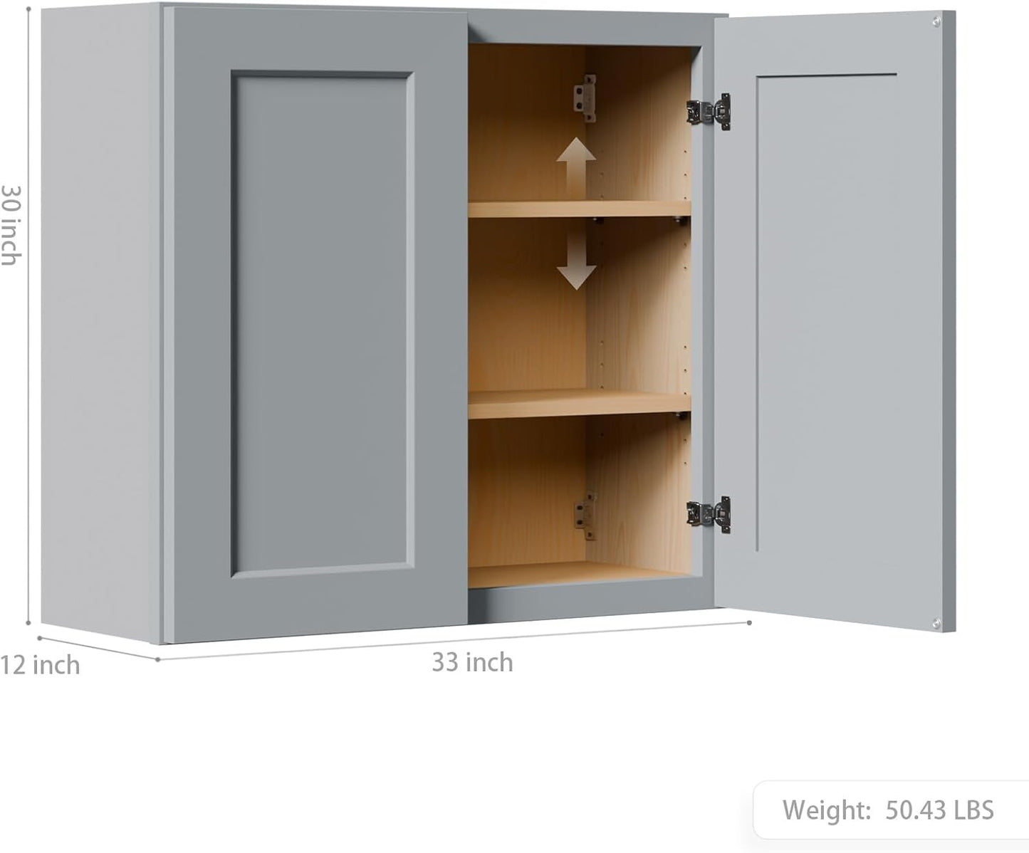 33 Inch Laundry Room Cabinets Wall Mounted, Solid Wood Over The Toilet Storage Cabinet, Bathroom Organizer Cabinets with 2 Door & Shelves, Easy to Assemble for Kitchen, Garage - Dark Gray