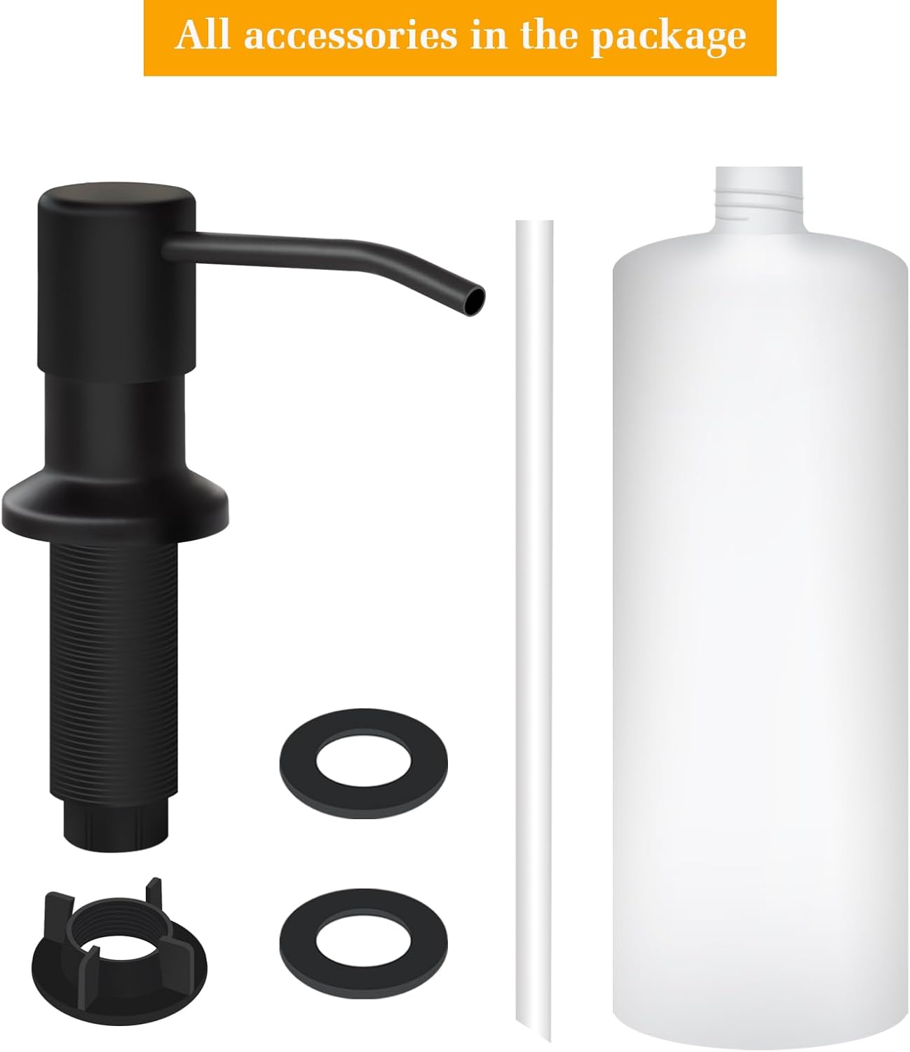 Soap Dispenser for Kitchen Sink, Built in Sink Soap Dispenser Lotion Dispenser with 17 OZ Bottle, Refill from The Top Bar Sink Soap Dispenser, Black (1 Pack)