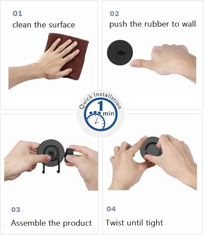 Soap Dish for Shower Suction Cup Powerful Vacuum System Rustproof 304 Stainless Steel Basket Sponges Holder with Razor Hooks for Bathroom or Kitchen Soap Holder, 2 Tier (Black)