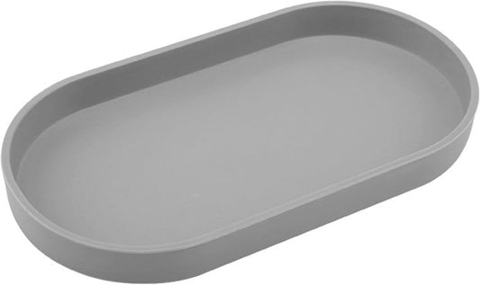 Gray Small Tray (10 inch), Oval Tray for Kitchen Counter, Bathtub Bathroom Vanity Items, Countertop Organizer, Coffee Accessory, Bar, Serving Seasoning, Salt and Pepper, Soap, Perfume.