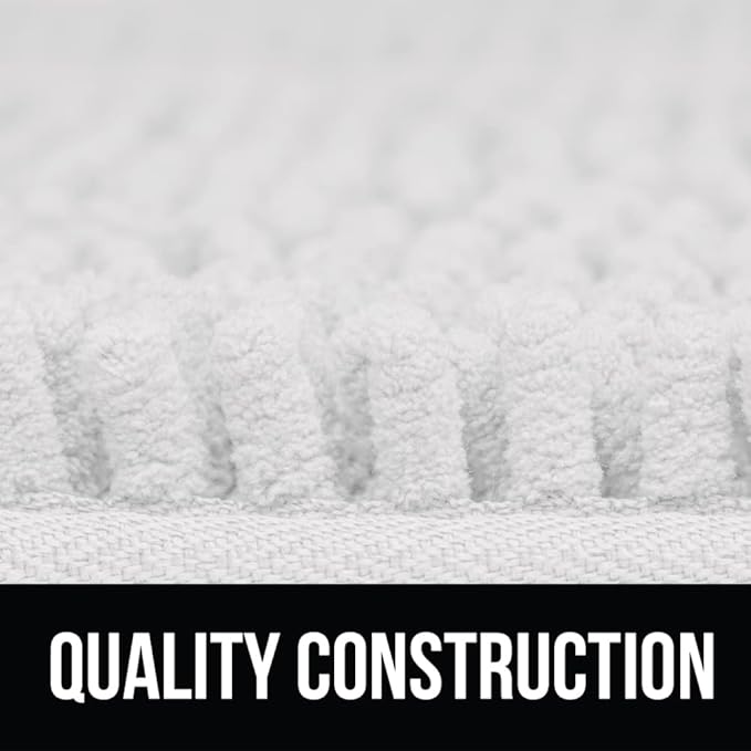 KANGAROO Bathroom Rugs, Chenille Soft Absorbent Bath Rug, Shaggy Shower Mat, Quick Dry Machine Wash Bathmat, Plush Carpet Mats for Tub, Bathtub and Room Home Decor Accessories, 42x24, White