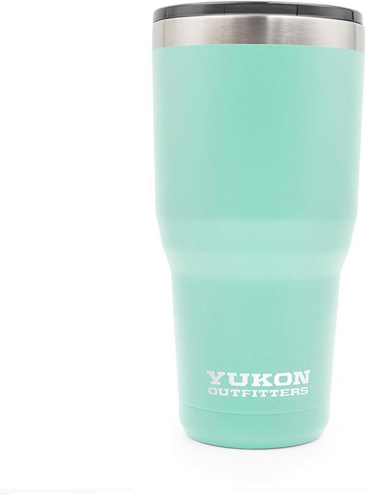Yukon Outfitters Freedom High Grade 18/8 Stainless Steel Double Wall Vacuum Insulated Tumbler (30oz / 890ml) - 7.85" H x 3.9" Top Dia. / 2.9" Bottom dia., Faith, Hope, Love - Seafoam