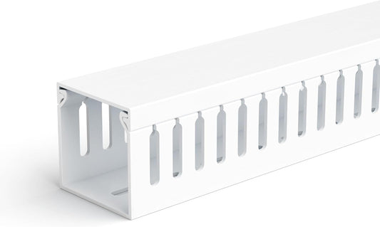 ZhiYo 2x2in Professional Server Rack Cable Management Raceway, 6.6ft (2 × 3.3ft) Cable Raceway Kit, Electrically Safe PVC Open Slot Wire Cover, Cord Hider for Under Desk/Computer/Network Cords White