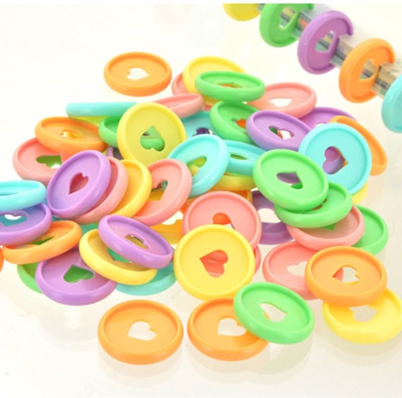 100pcs Planner Expander Discs 1.26Inch Book Binding Disc For Discbound Notebook Accessories Heart Binder Rings(Candy Mixed,1.26 inch/32 mm)