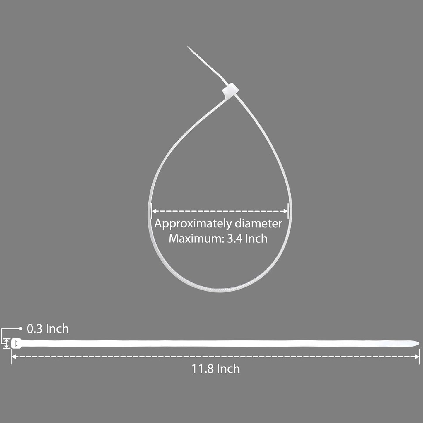 Cable Zip Ties 12 inch Cehony 500 Pack White Zip Ties Heavy Duty 50lbs Tensile Strength Plastic Zip Ties for Outdoor and Indoor Multi-Purpose Cable Ties Self-Locking UV Resistant Wire Ties Wraps
