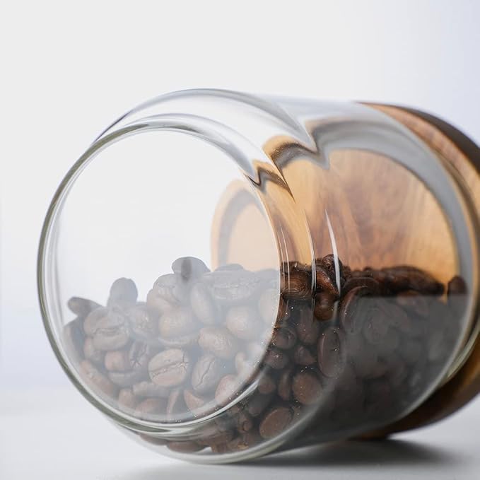 Glass Jar with Lid, Airtight Food Storage Containers Glass Set for Coffee Beans| Sugars| Candy, 4 Pack