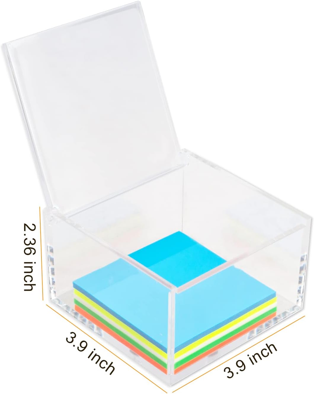 2 Pack Clear Acrylic Organizer with Lid for Paper Clips,Sticky Note,Qtip,Cotton Balls,Hair Ties Holder Acrylic Box for Home Office Bathroom Desk Organizer