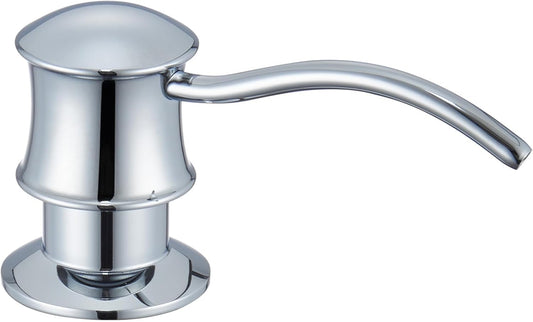 Built in Soap Dispenser for Kitchen Sink Countertop, Solid Brass Pump Head Long Spout with 10.2 Ounce PET Food Safe Material Lotion Bottle, Chrome Finish