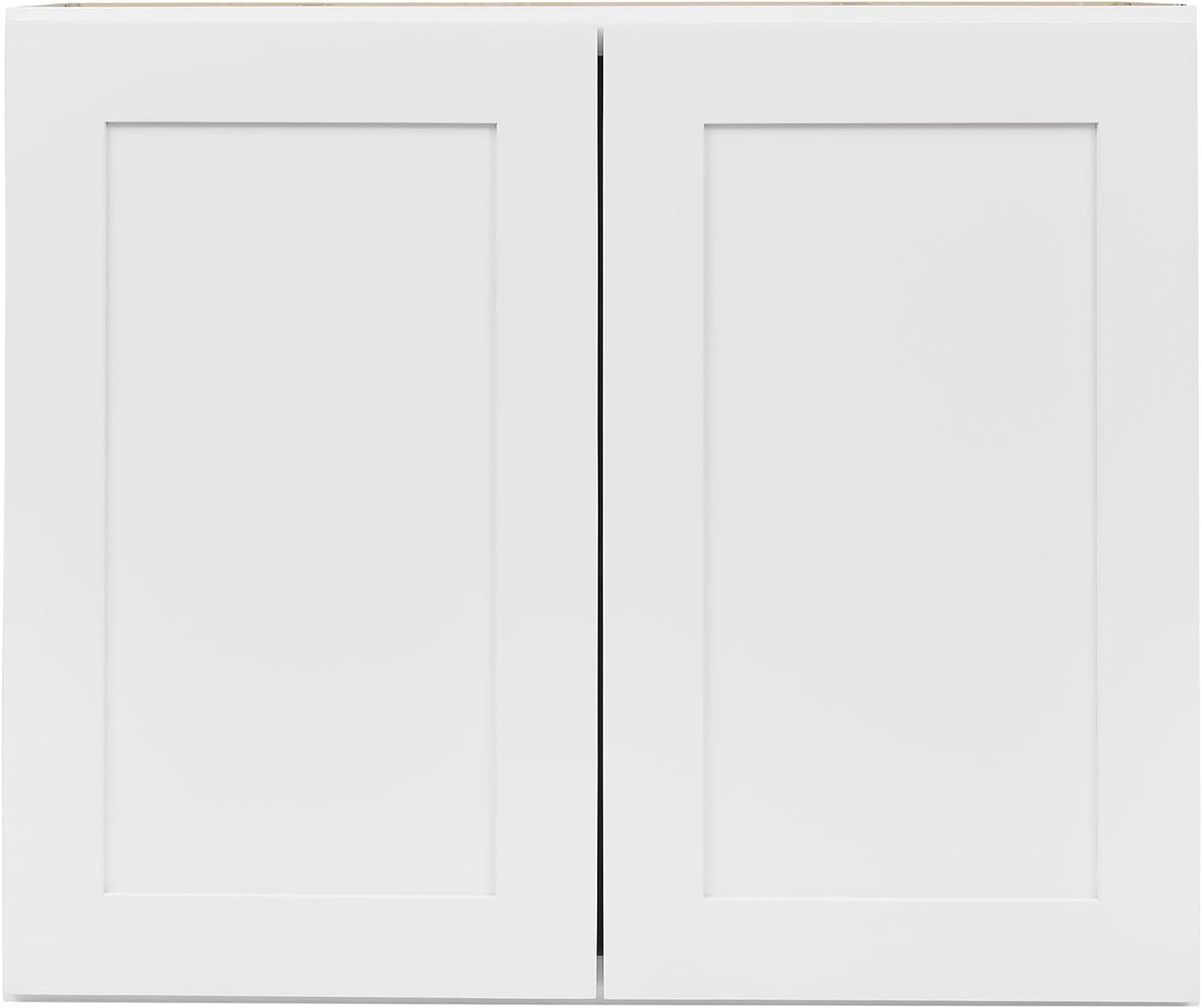 White Shaker Wall Cabinet - Ready to Assemble, Perfect for Kitchen, Laundry, and Bathroom Storage - 30”W x 30”H x 12”D