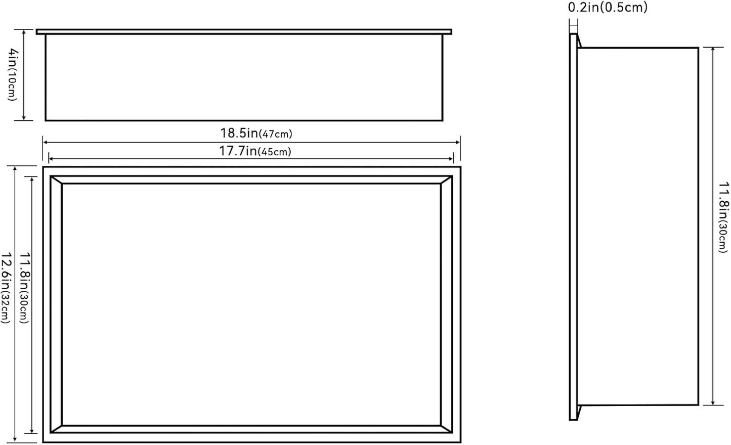 Achelous Stainless Steel Insert Shower Niche 18" X 12" NO Tile Needed, Recessed Shower Shelf Organizer, Matte White