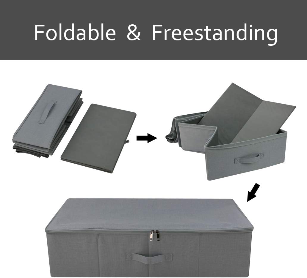 iwill CREATE PRO Under Bed Storage Container, Underbed Shoe Storage Organizer Box with Lid,Dark Gray